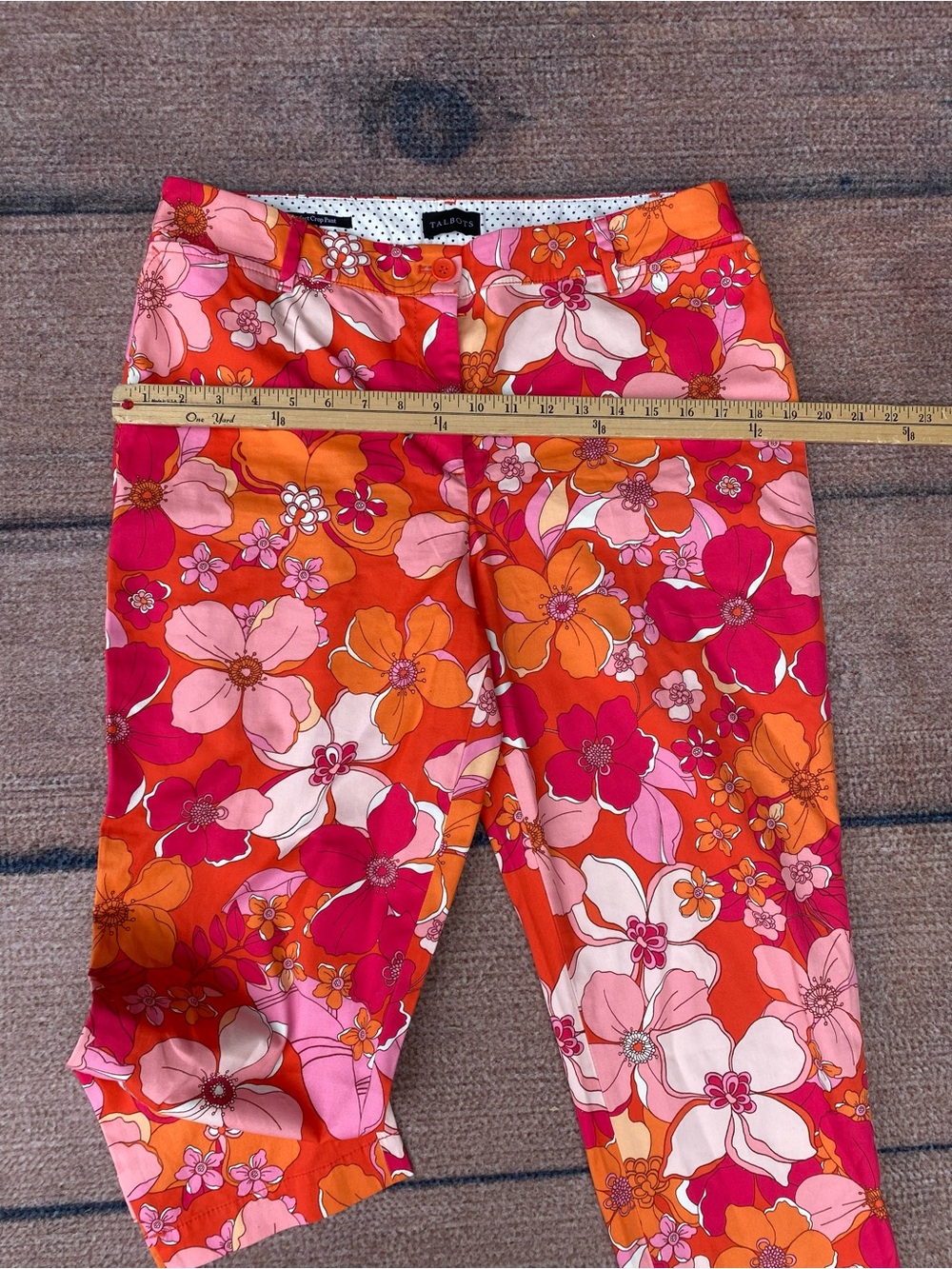 Talbots groovy flower power stretch poplin floral cropped pants 10 - Picture 7 of 8
